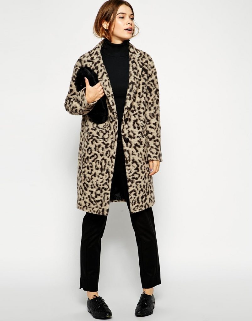 ASOS Coat in Hairy Animal Print