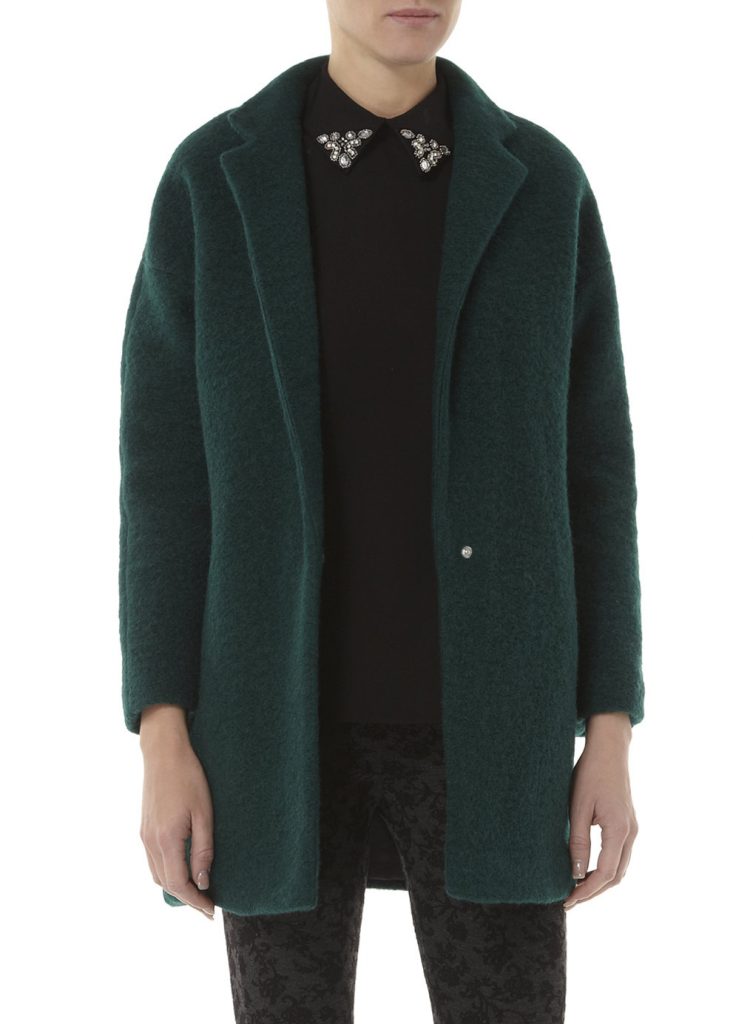 Dorothy Perkins Dark Green Wool Boyfriend Coat