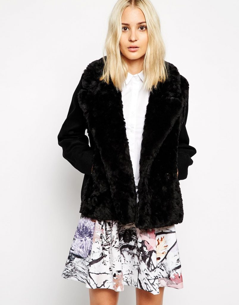 Weekday Faux Fur Biker Coat