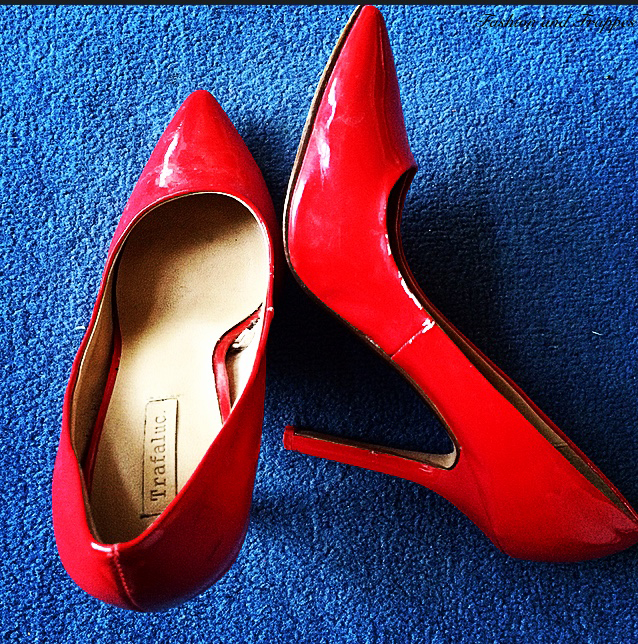 Red patent pumps from Zara