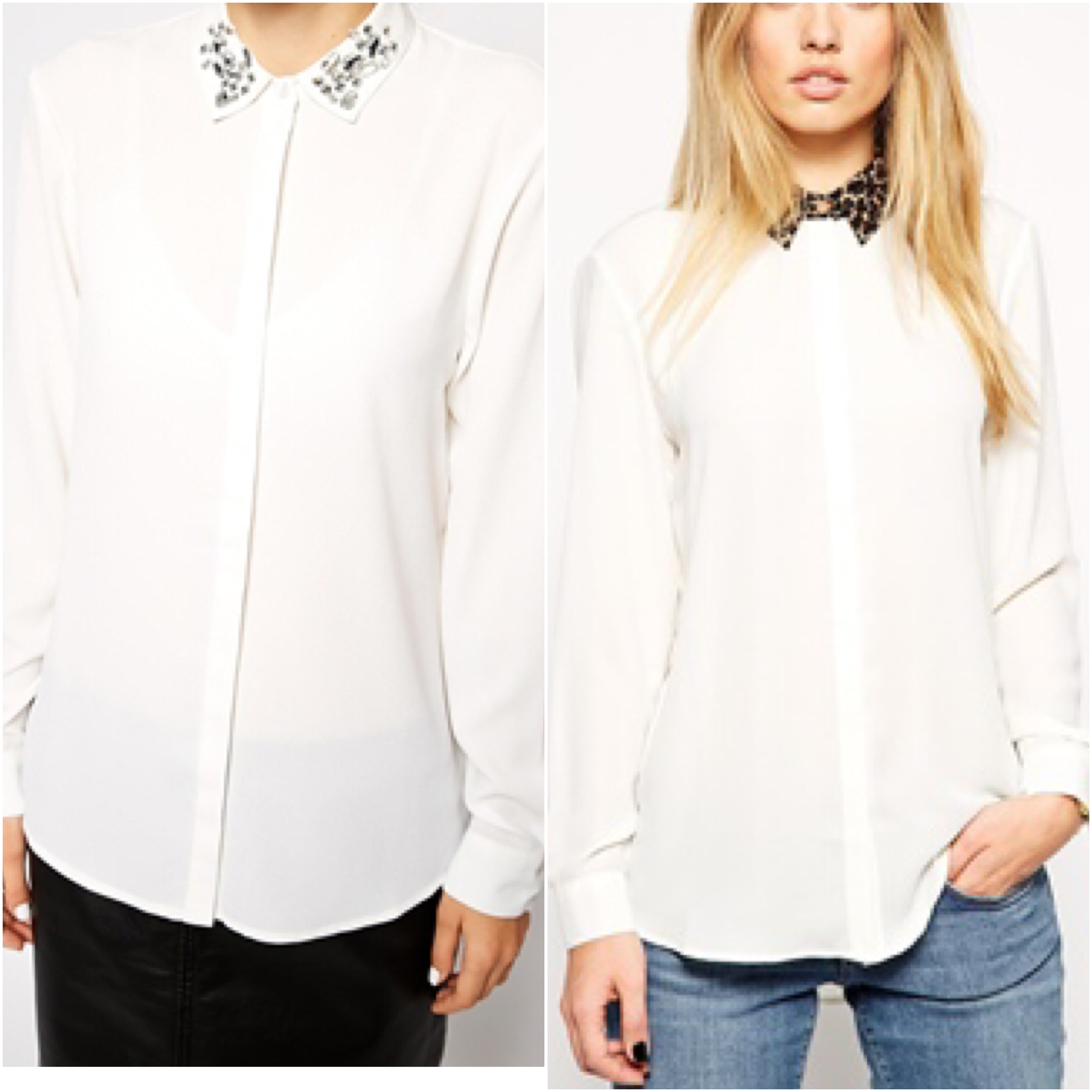 ASOS Blouse with Embellished Collar and ASOS PETITE Blouse with Leopard Collar