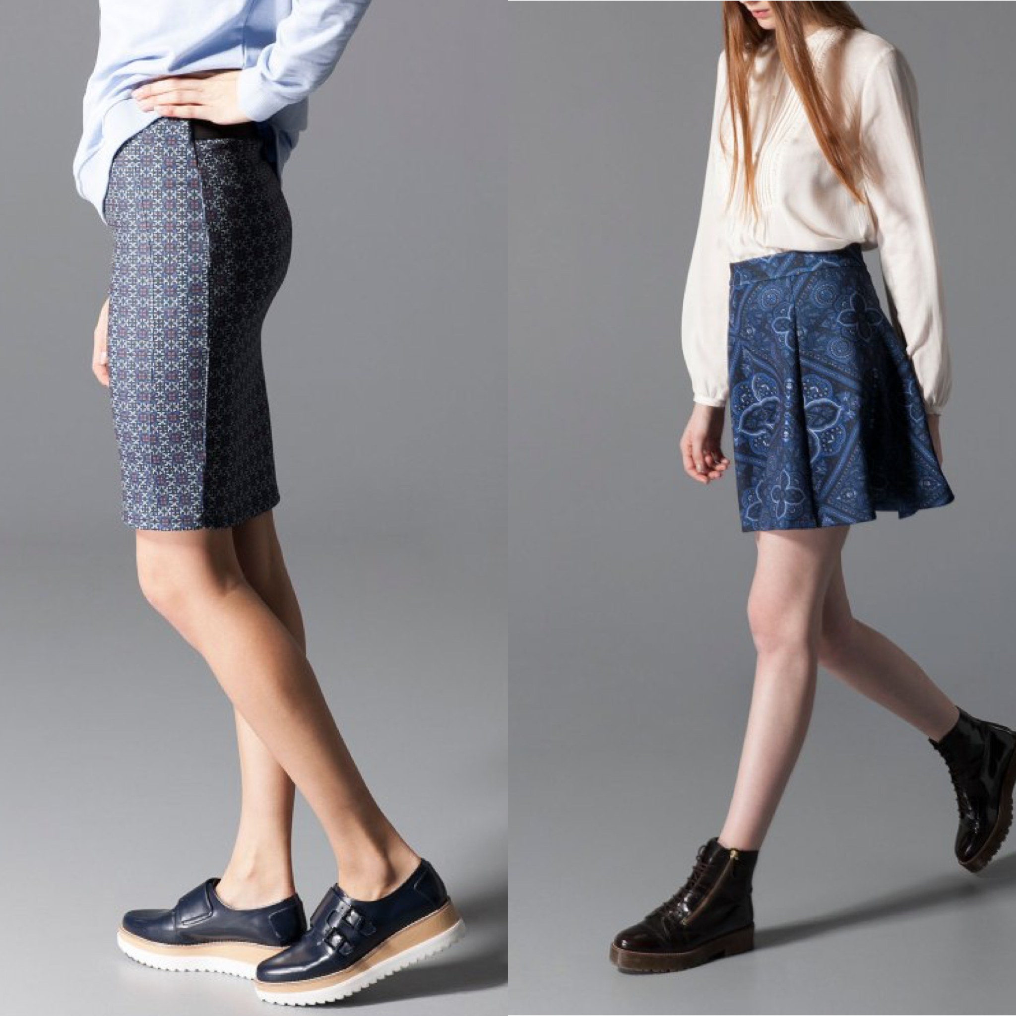 Stradivarius Print Tube Skirt and Stradivarius Skater Skirt
