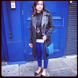 High neck and blue