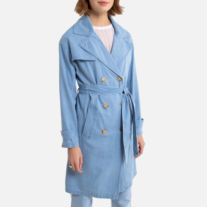 Blue denim trench