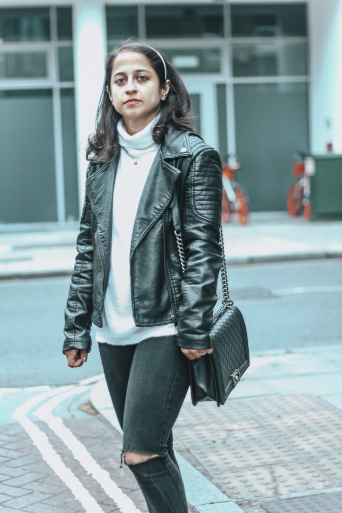 London Uniform #OOTD black leather jacket