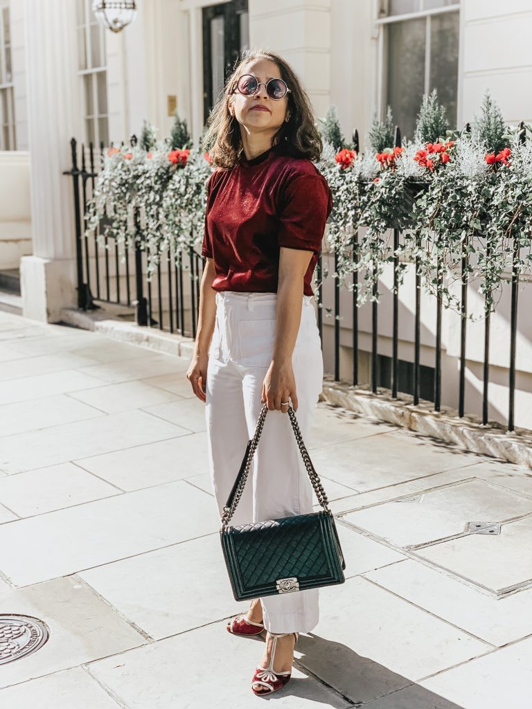 Velvet and Sezane white jeans
