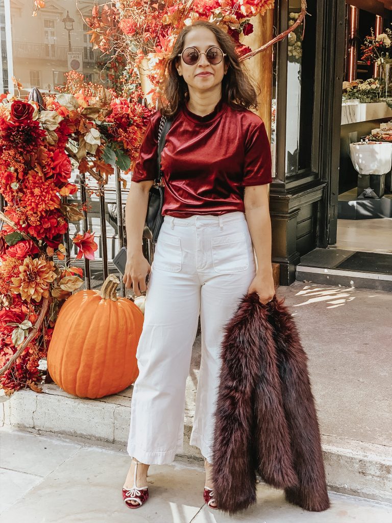 Velvet and Sezane white jeans