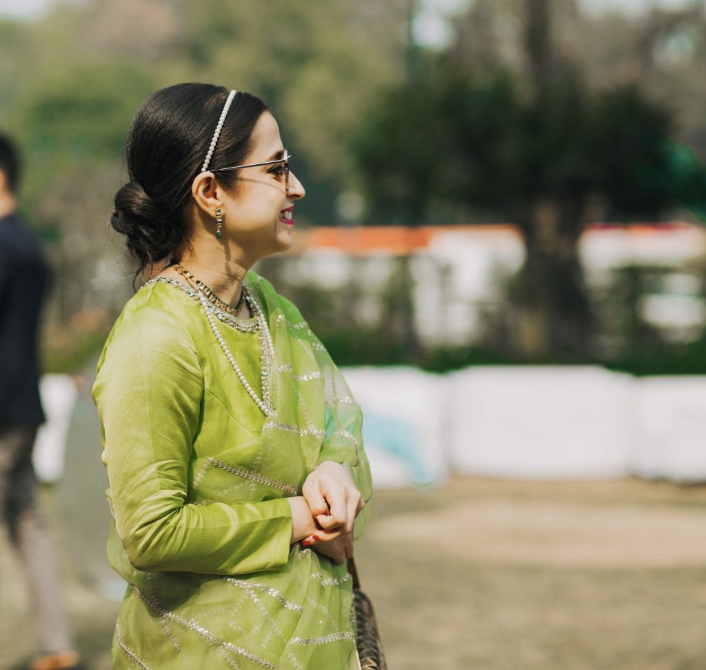 Bright green sari wedding season