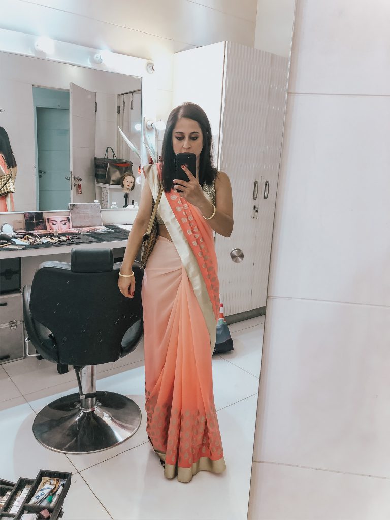 Wedding season peach ombre sari