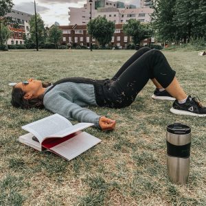 TBR 2020 Reading in the park black dungarees