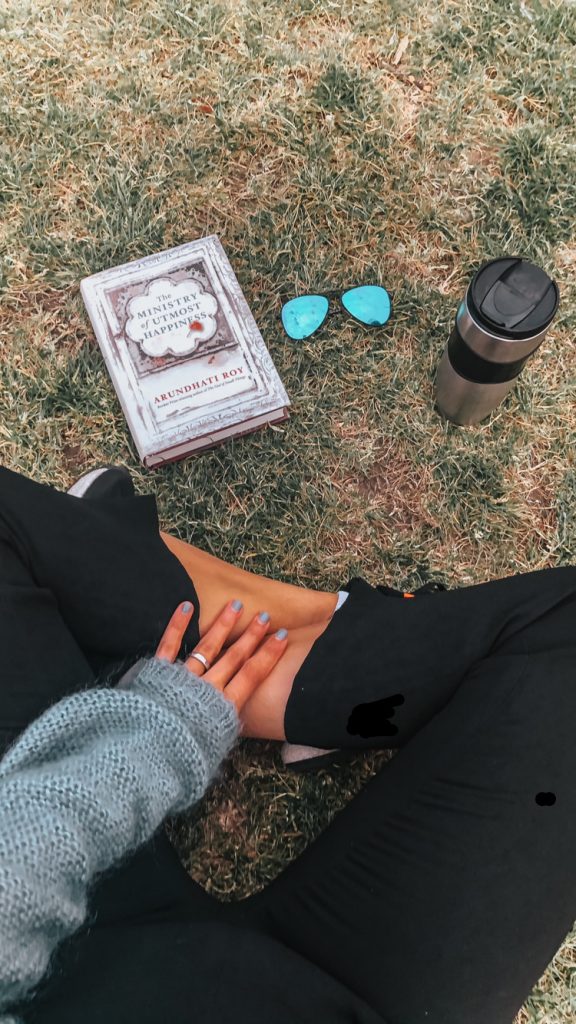 Flatlay books Ministry of Utmost Happiness 