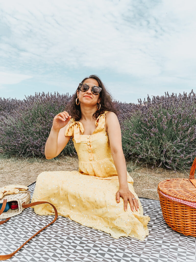 Hitchin Lavender fields Sezane dress