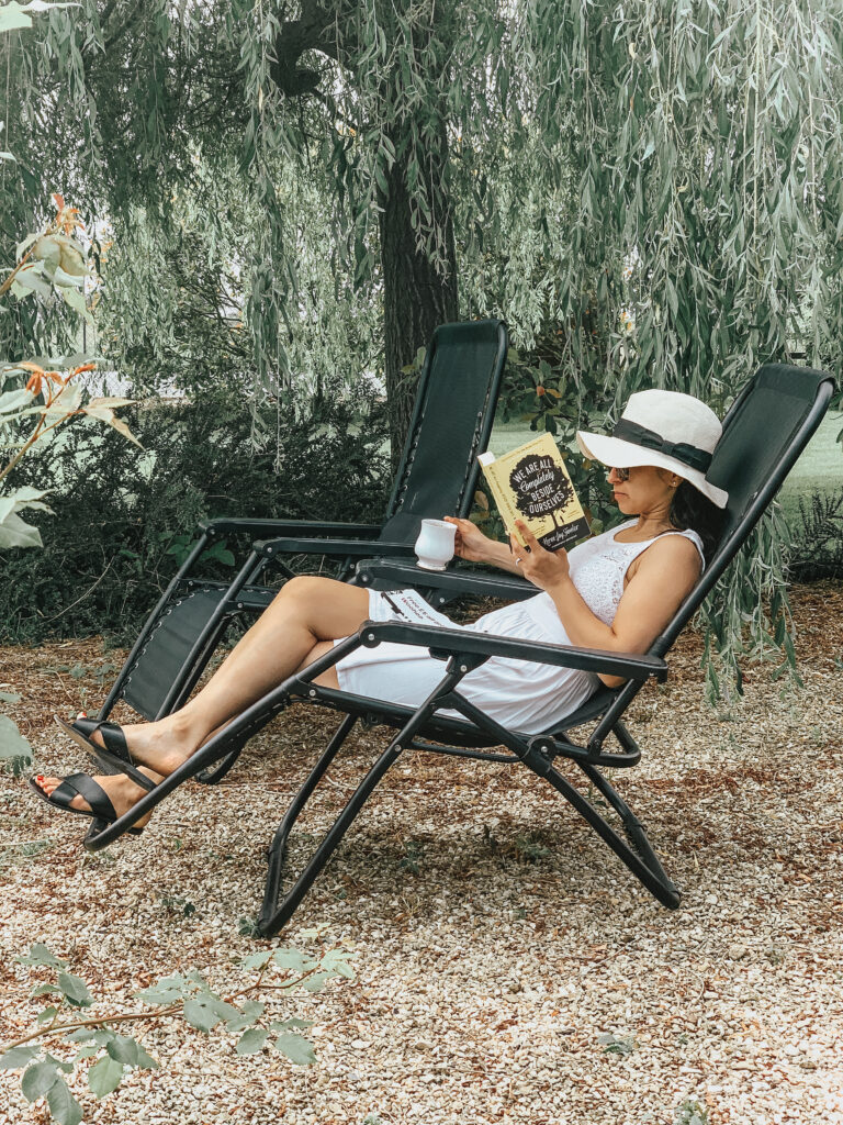 reading white dress