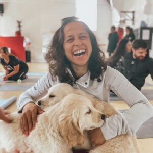 Puppy yoga fun