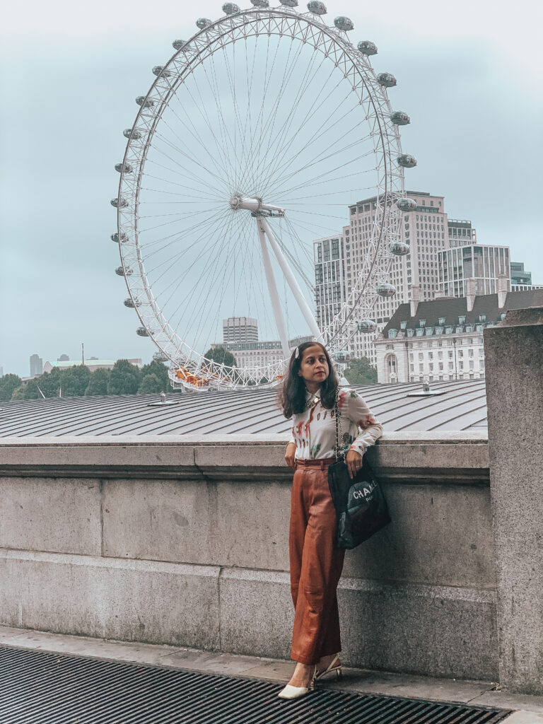 London eye leather trousers