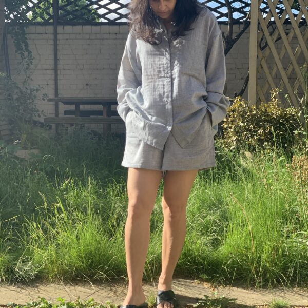 Chambray shorts and shirt set
