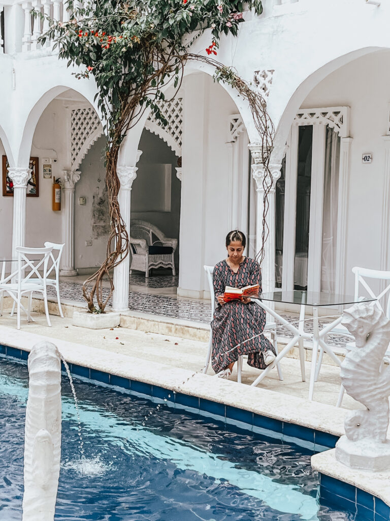 Real Life reading by the pool